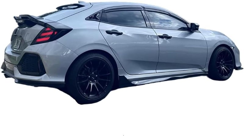 Optimal Co 2016-2021 Tape-On Rain Guards for Honda Civic Hatchback Side Window Visor Deflectors 10th Gen HB Type-R EX EX-L LX Sport Touring 3D Wavy JDM Style Vent Shades - Image 3